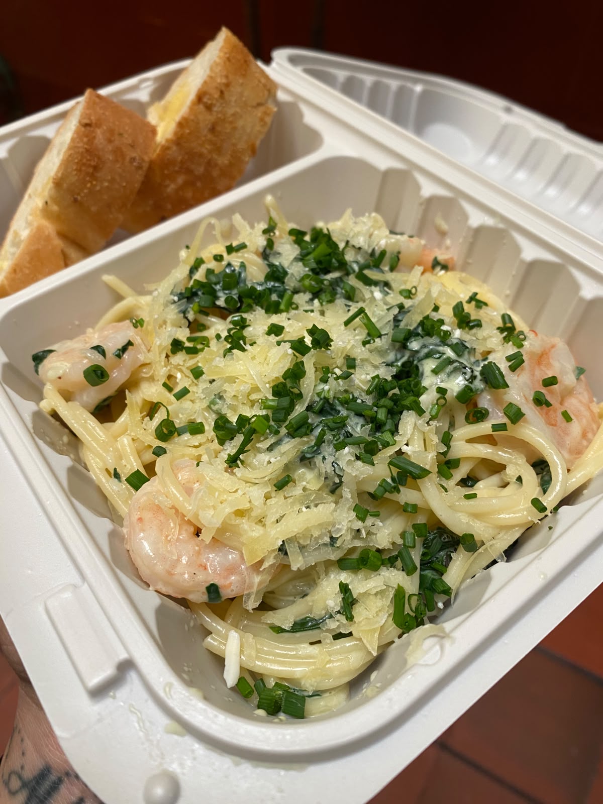 Pasta con camarones