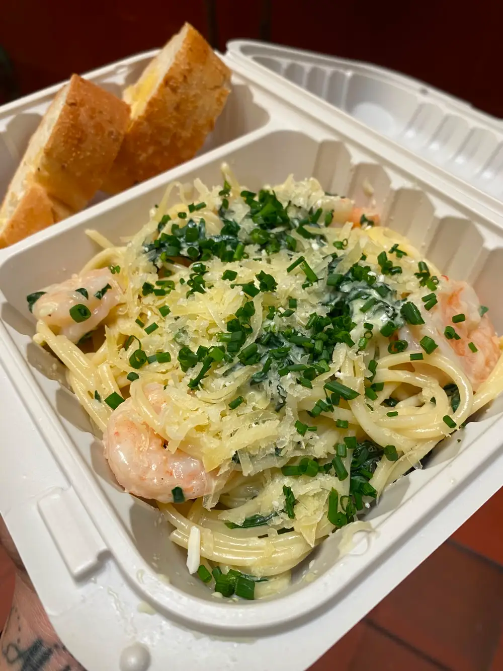 Pasta con camarones